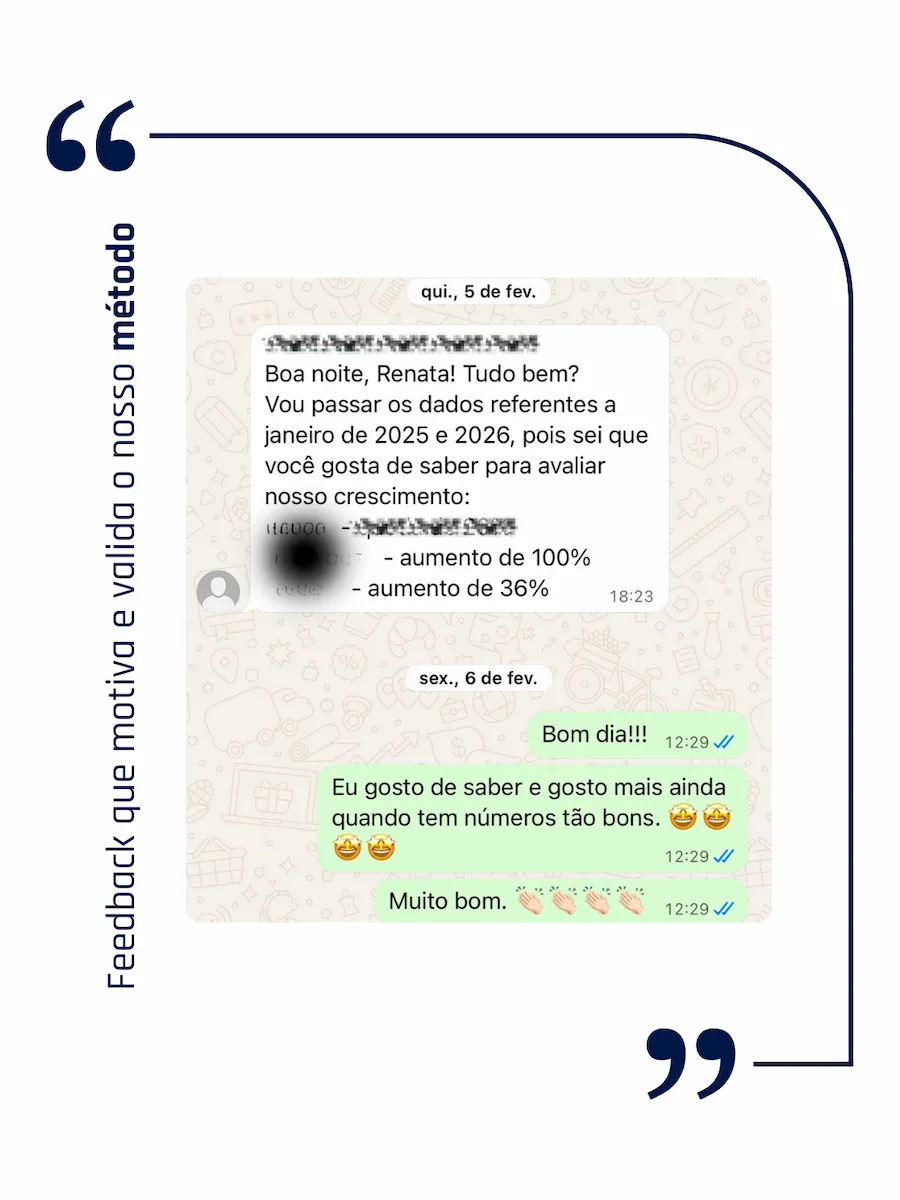 Captura de depoimento de cliente do segmento Restaurante: Aumento de 100% — janeiro fechou acima de qualquer mês anterior.